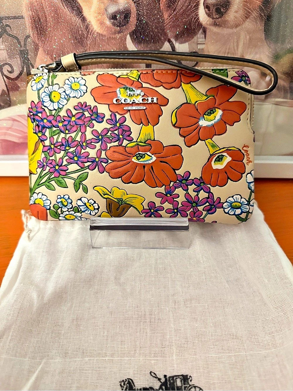 Coach Floral Wristlet with dustbag EUC